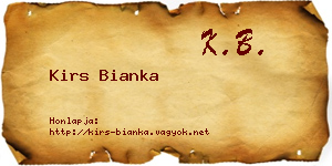 Kirs Bianka névjegykártya